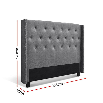 Bed Head Headboard Queen Size Fabric - LUCA Grey