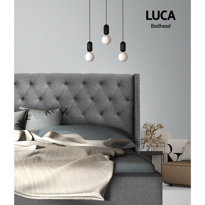 Bed Head Headboard Queen Size Fabric - LUCA Grey