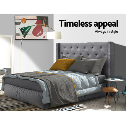 Bed Head Headboard Queen Size Fabric - LUCA Grey