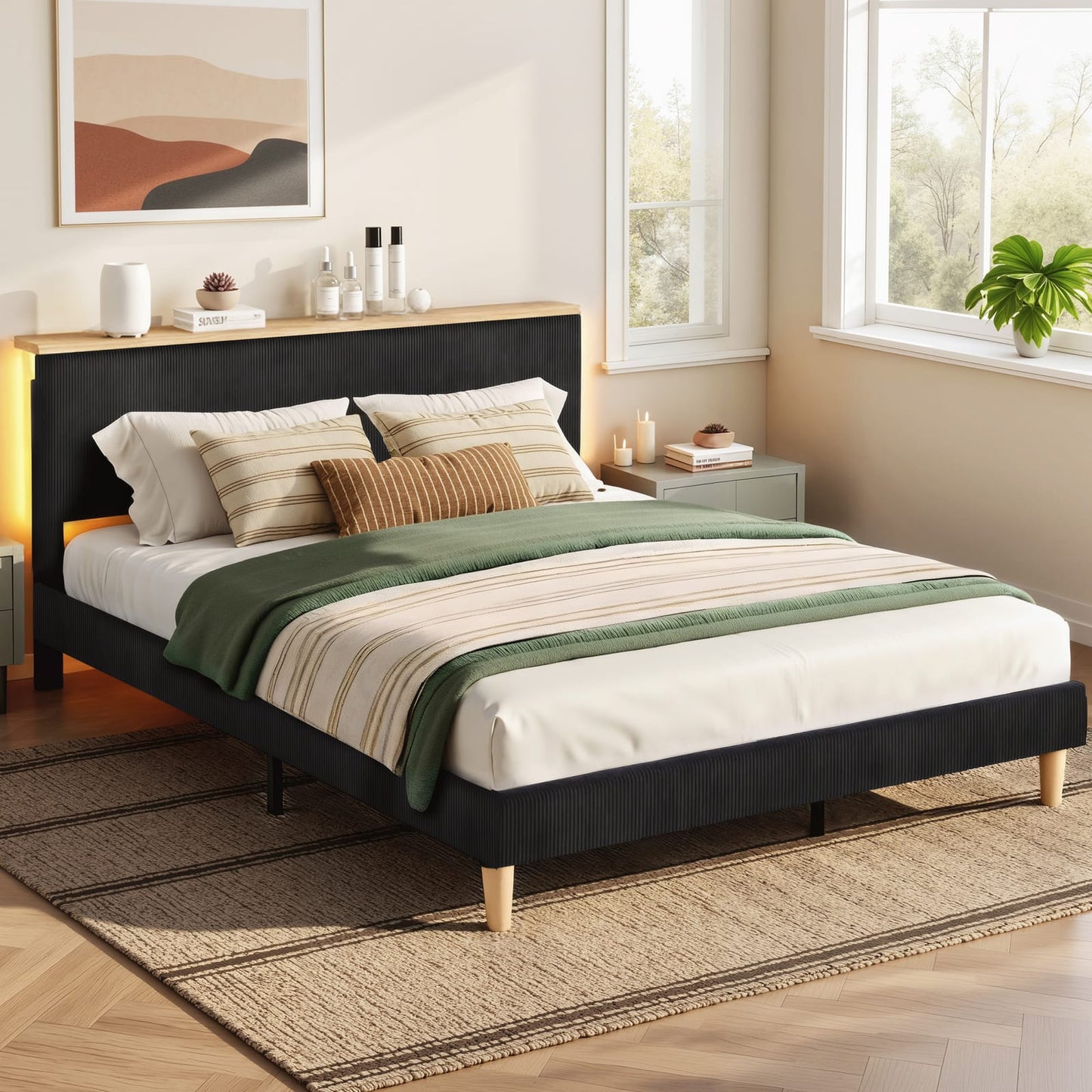King Bed Frame Adjustable Headboard