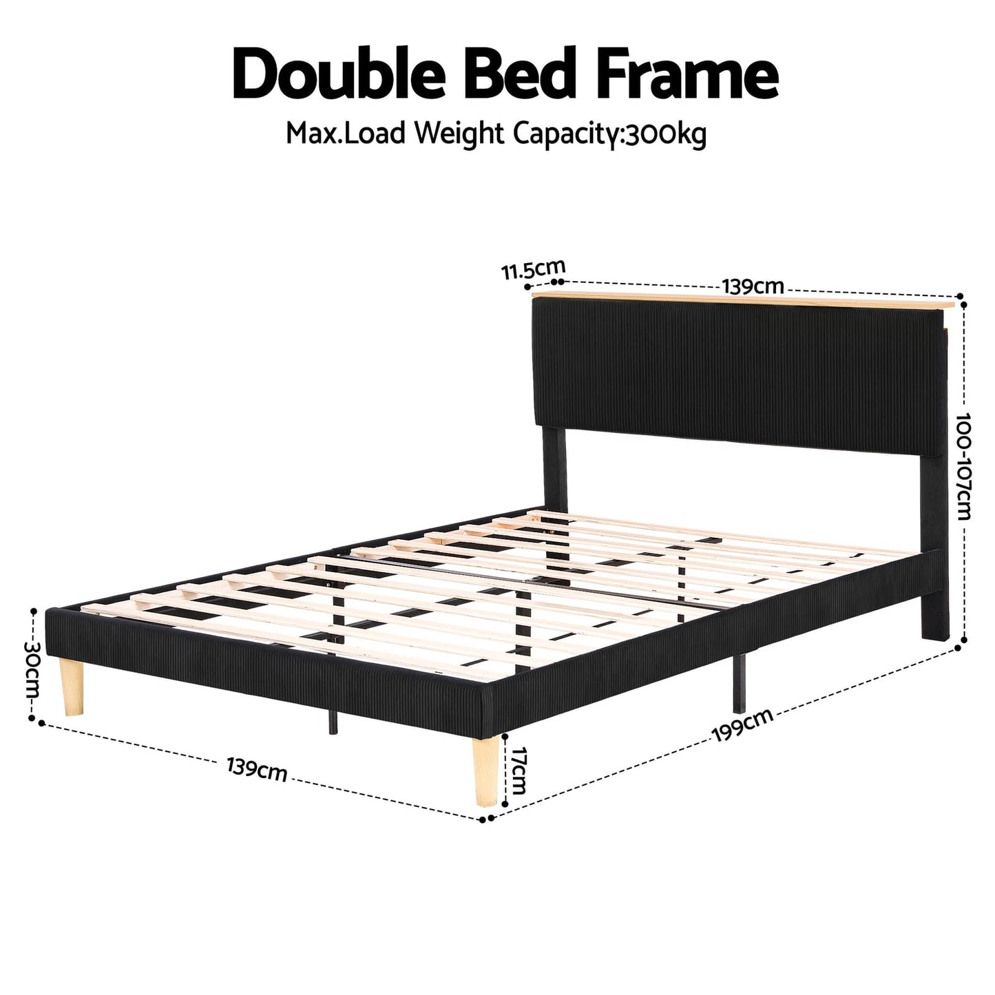 King Bed Frame Adjustable Headboard