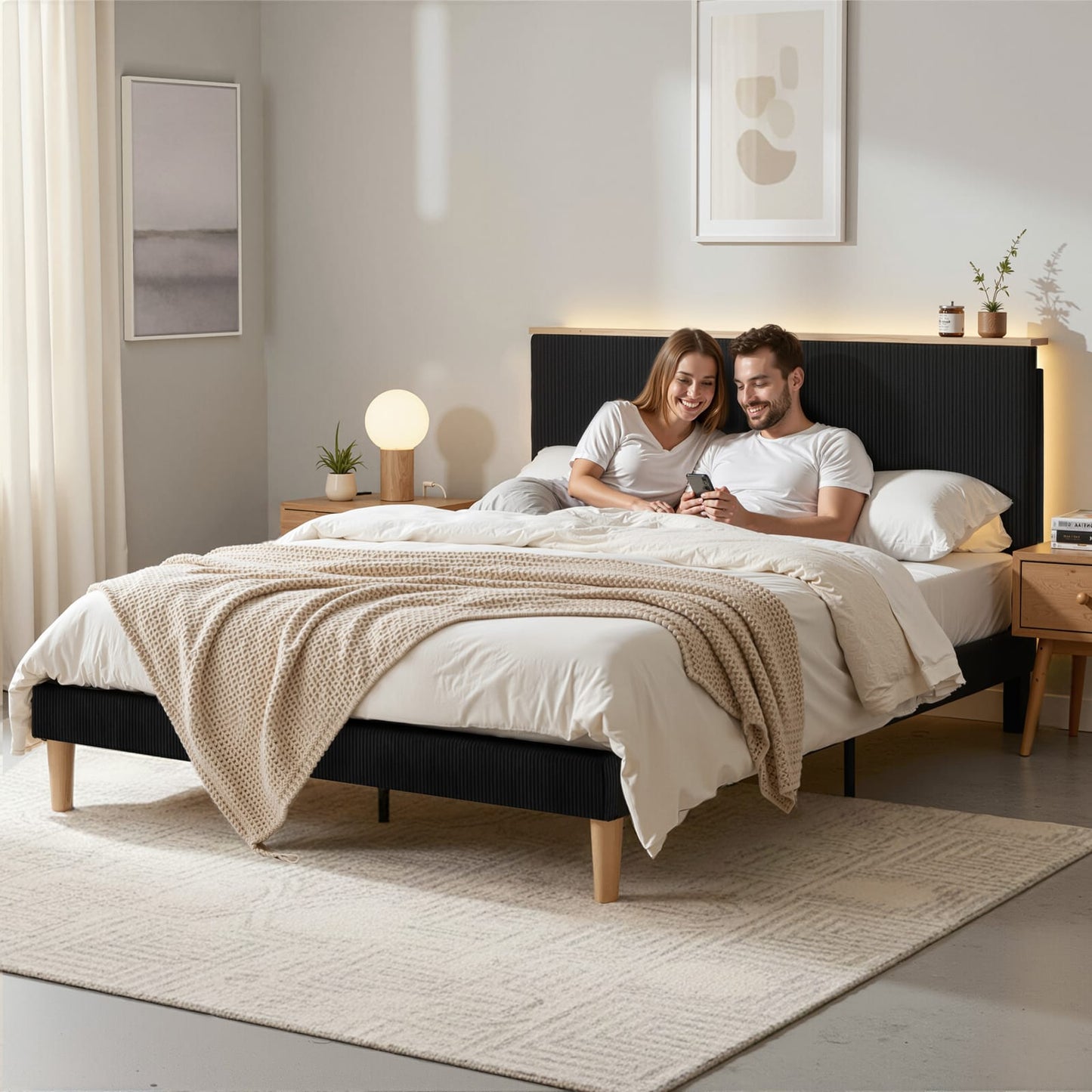 King Bed Frame Adjustable Headboard