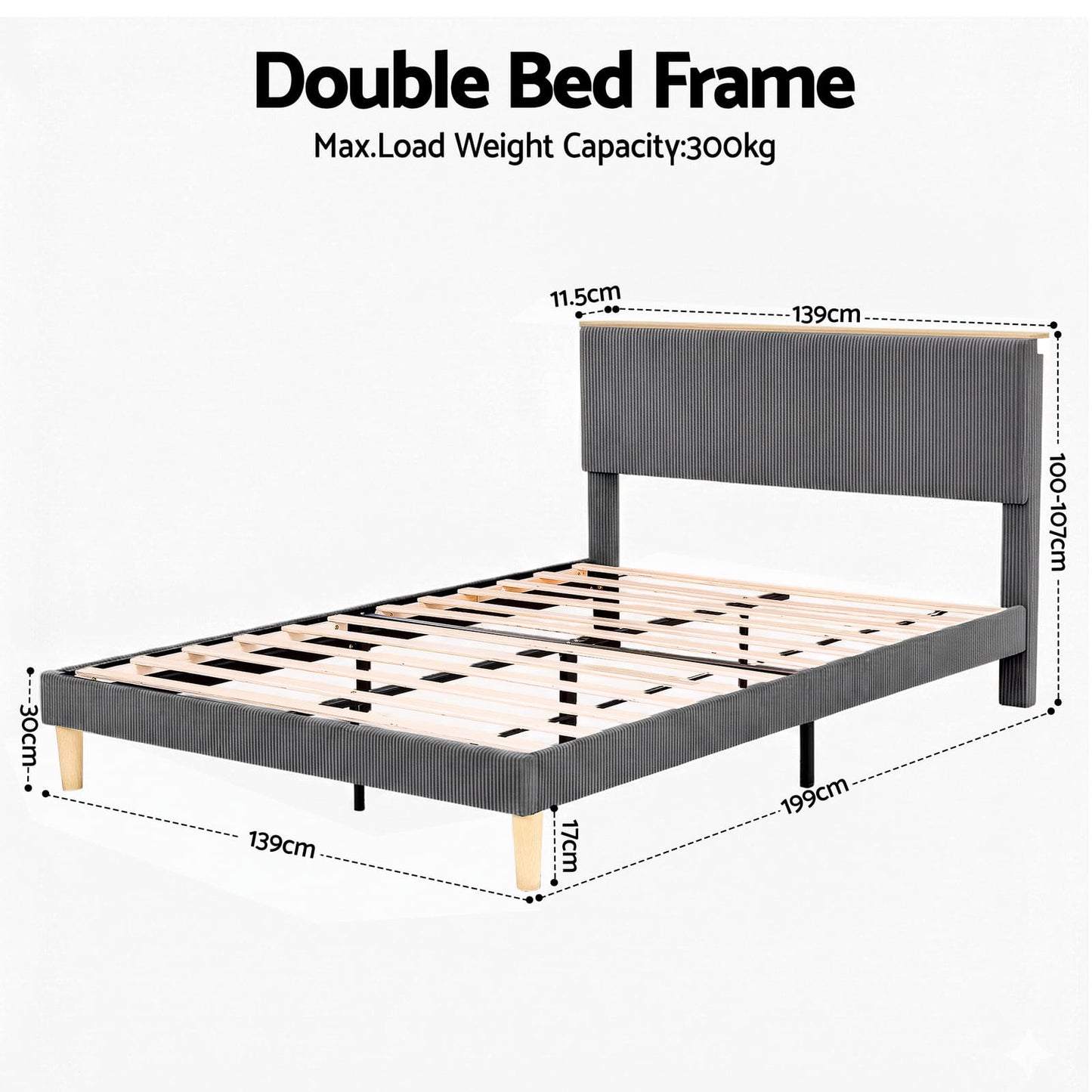 Grey Velvet King Bed Frame