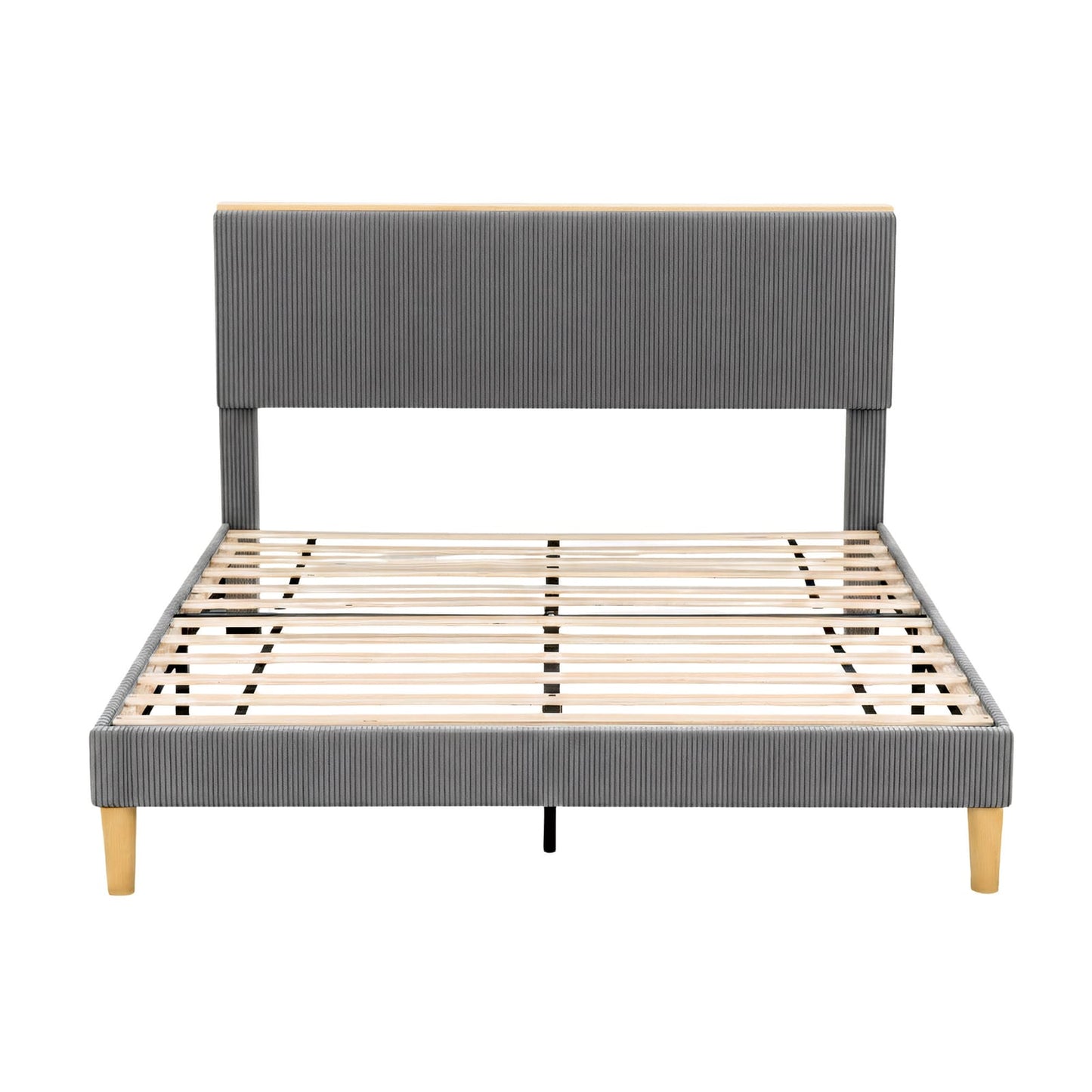Grey Velvet King Bed Frame