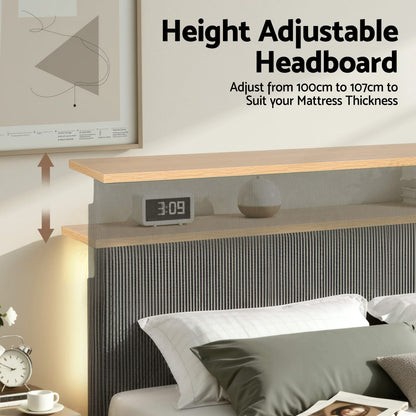 Grey Velvet King Bed Frame