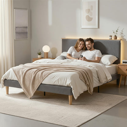 Grey Velvet King Bed Frame