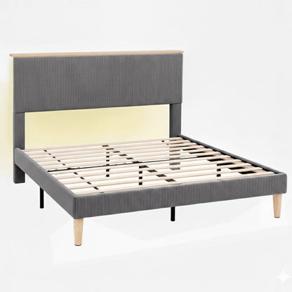 Grey Velvet King Bed Frame