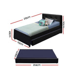 Bed Frame with Storage Drawer - Black King Single