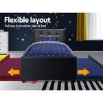 Bed Frame with Storage Drawer - Black King Single