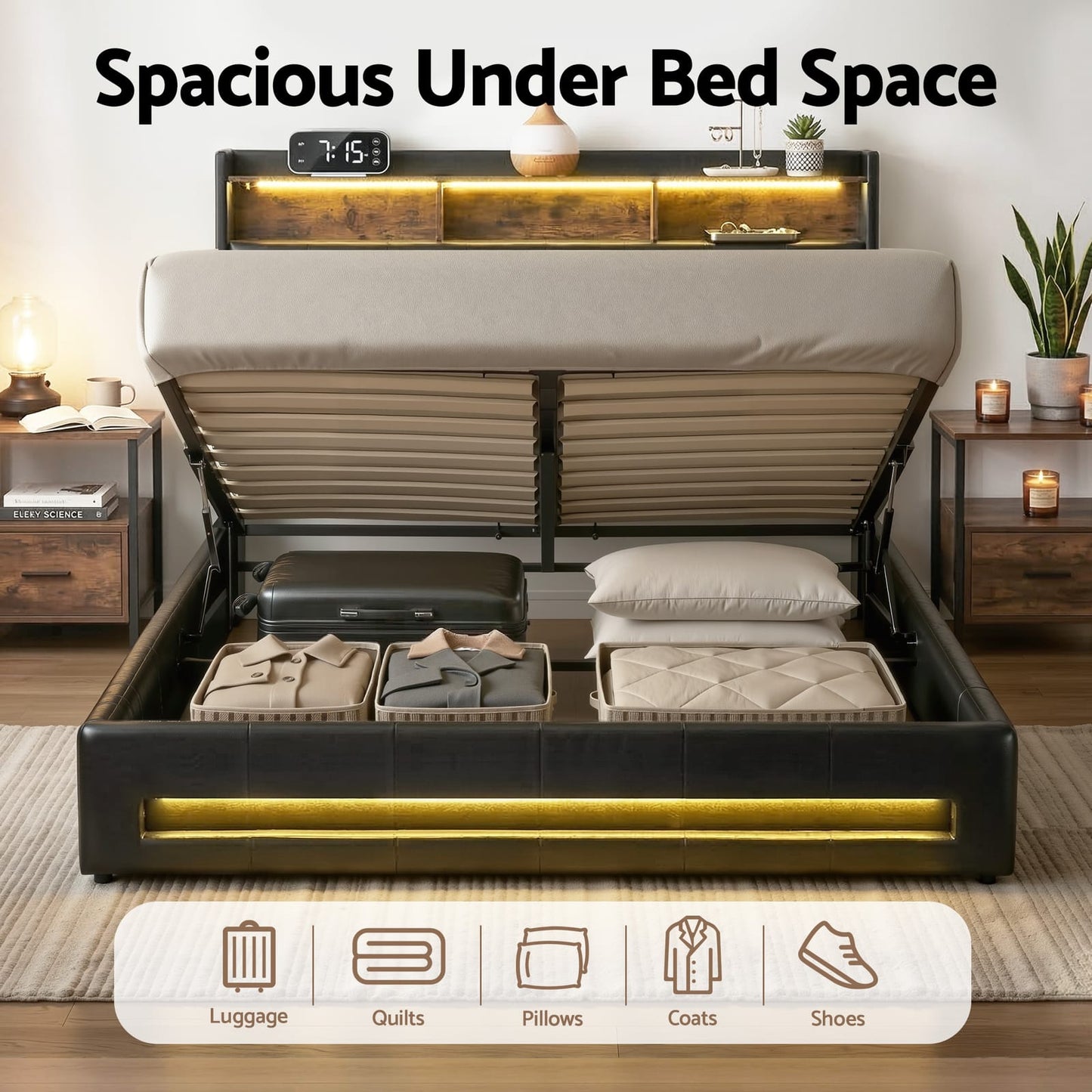 Double Bed Frame With Storage 2x3cm