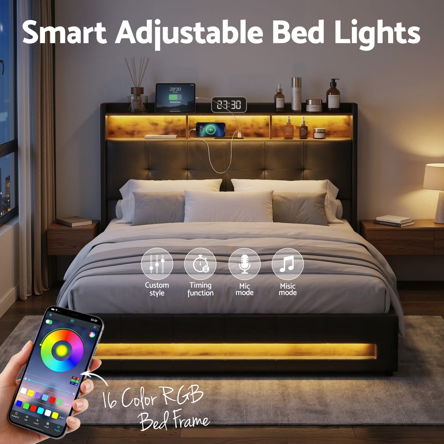 Double Bed Frame With Storage 2x3cm