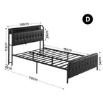 Double Bed Frame Storage Headboard Charging Station | HomeAn
