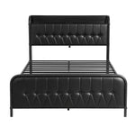 Double Bed Frame Storage Headboard Charging Station | HomeAn