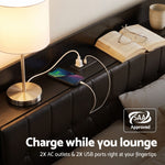 Double Bed Frame Storage Headboard Charging Station | HomeAn