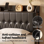 Double Bed Frame Storage Headboard Charging Station | HomeAn