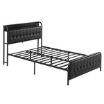 Double Bed Frame Storage Headboard Charging Station | HomeAn