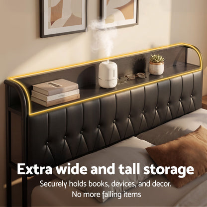King Bed Frame Storage Headboard Charging Station | HomeAndLiving - 5