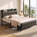 Queen Bed Frame Storage Headboard USB Charging | HomeAndLivi