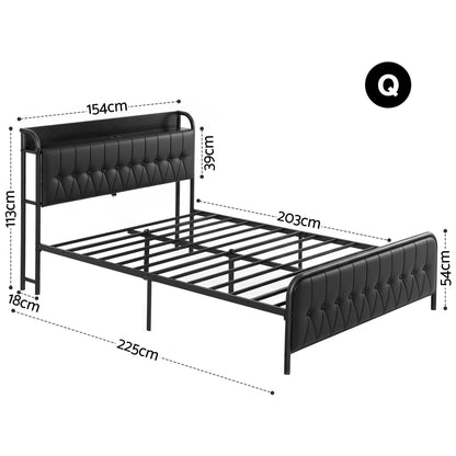 Queen Bed Frame Storage Headboard USB Charging | HomeAndLiving - 2