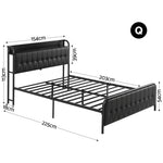 Queen Bed Frame Storage Headboard USB Charging | HomeAndLivi