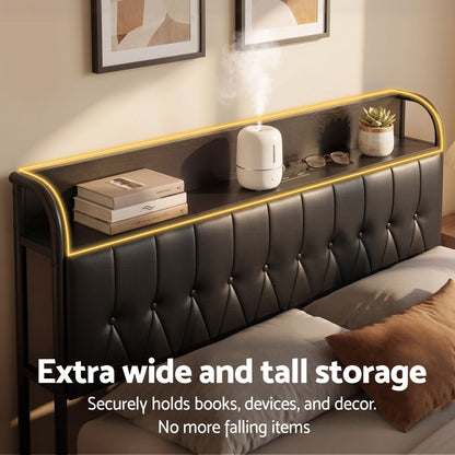 Queen Bed Frame Storage Headboard USB Charging | HomeAndLiving - 5