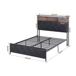 Double Bed Frame LED Lights USB Charging | HomeAndLiving