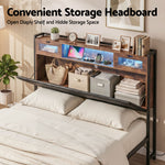 Double Bed Frame LED Lights USB Charging | HomeAndLiving