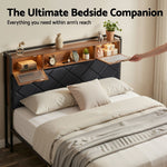 Double Bed Frame LED Lights USB Charging | HomeAndLiving