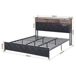 King Bed Frame LED Lights Storage Headboard | HomeAndLiving