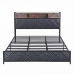 King Bed Frame LED Lights Storage Headboard | HomeAndLiving