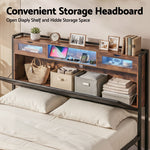 King Bed Frame LED Lights Storage Headboard | HomeAndLiving