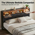 King Bed Frame LED Lights Storage Headboard | HomeAndLiving