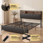 King Bed Frame LED Lights Storage Headboard | HomeAndLiving