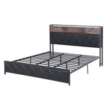 King Bed Frame LED Lights Storage Headboard | HomeAndLiving