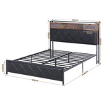 Queen Bed Frame LED Lights Storage Headboard | HomeAndLiving