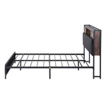 Queen Bed Frame LED Lights Storage Headboard | HomeAndLiving