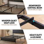 Queen Bed Frame LED Lights Storage Headboard | HomeAndLiving