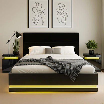 Queen Bed Frame With LED Lighting 203x153cm