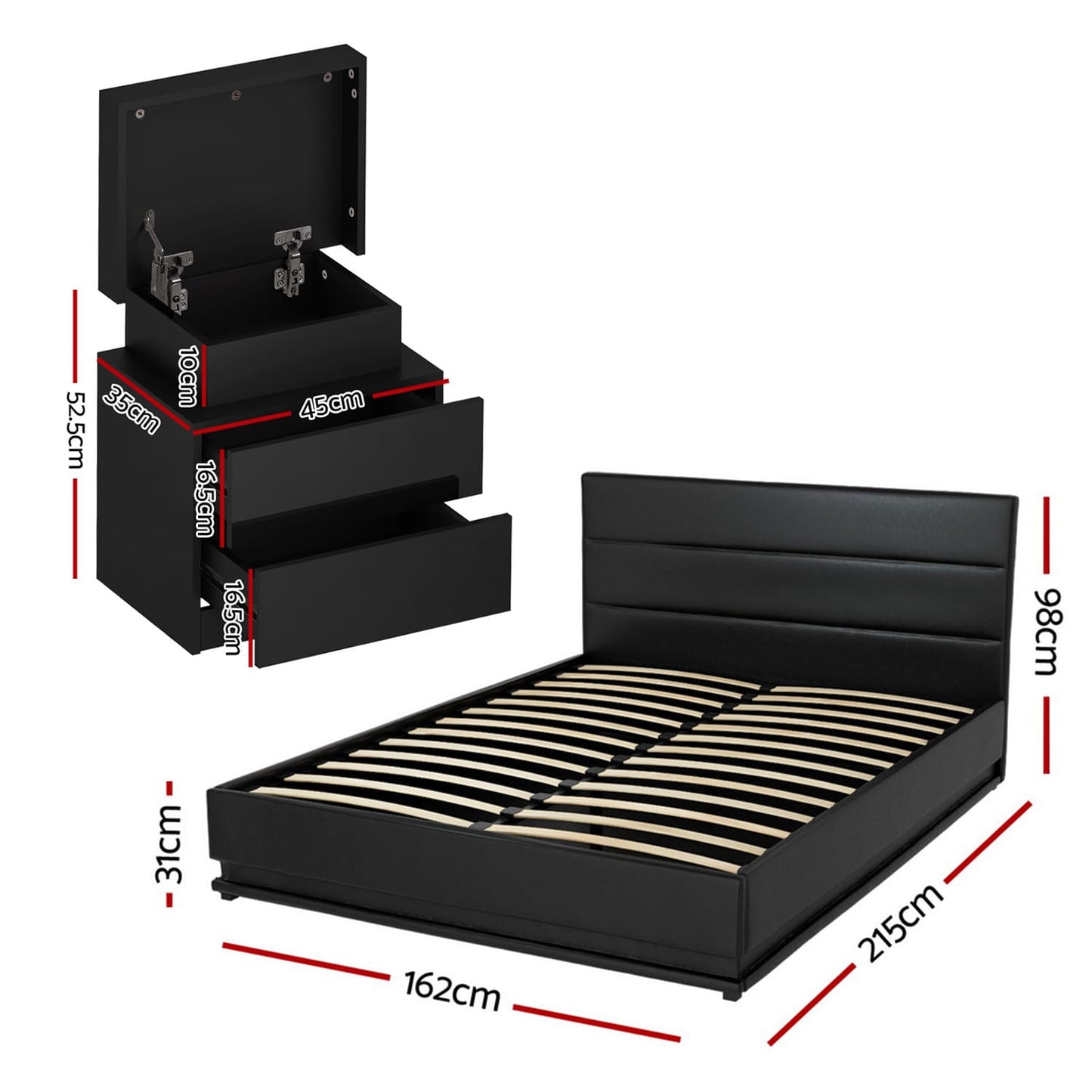 Queen Bed Frame With LED Lighting 203x153cm