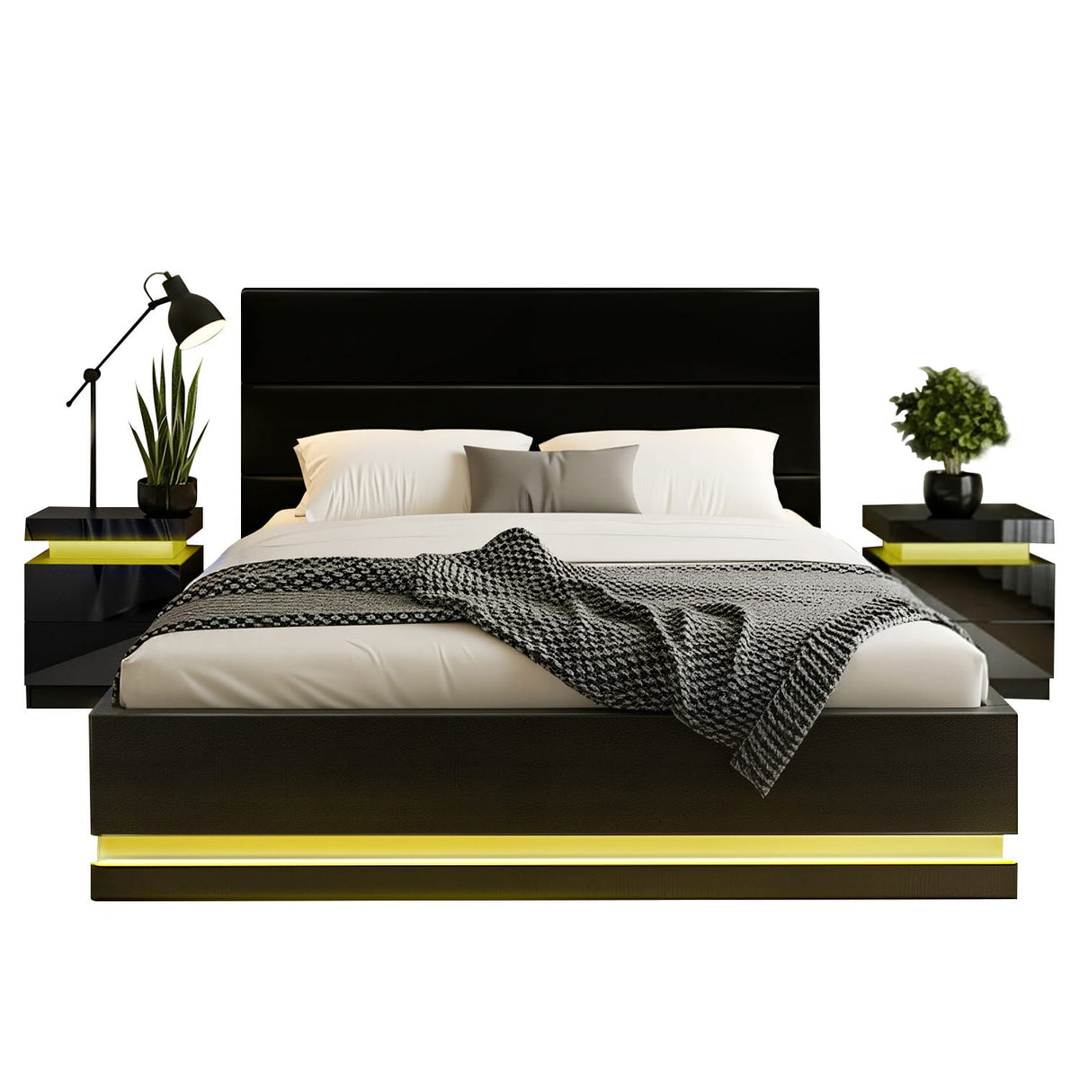 Queen Bed Frame With LED Lighting 203x153cm