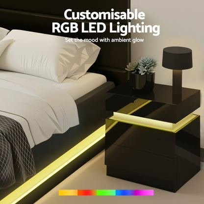 Queen Bed Frame With LED Lighting 203x153cm