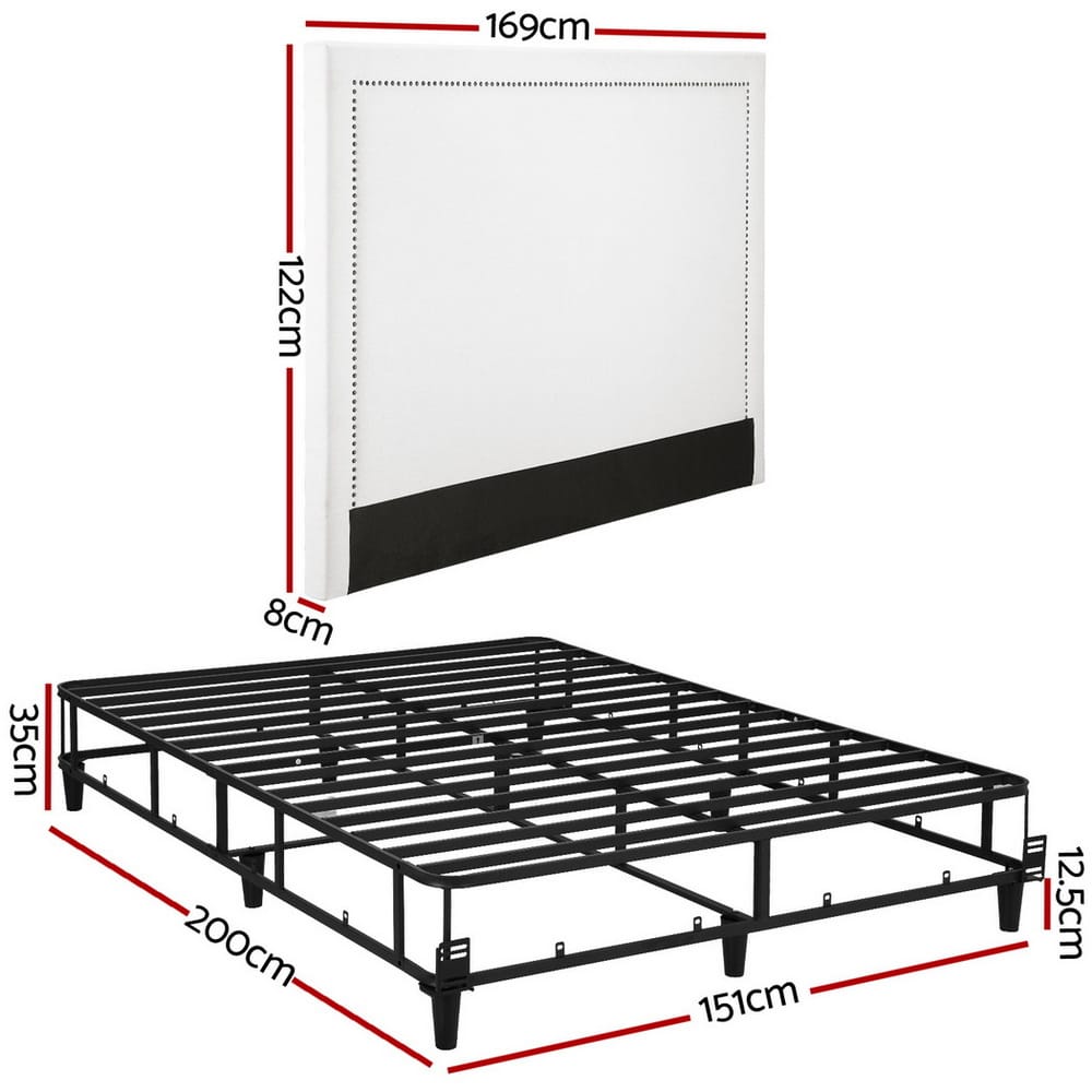 Queen Bed Frame Grey Fabric 151x200cm