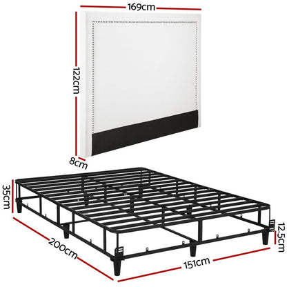 Queen Bed Frame Grey Fabric 151x200cm