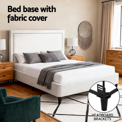 Queen Bed Frame Grey Fabric 151x200cm