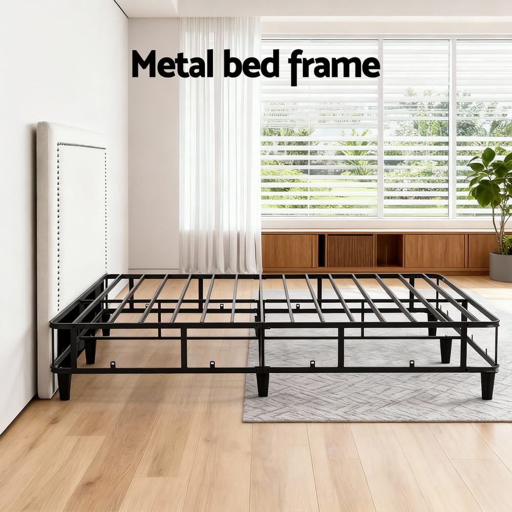 Queen Bed Frame Grey Fabric 151x200cm