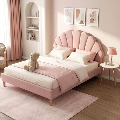 Double Bed Frame Pink Velvet 204x144x105cm