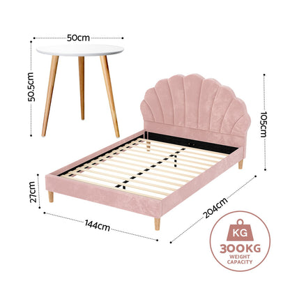 Double Bed Frame Pink Velvet 204x144x105cm