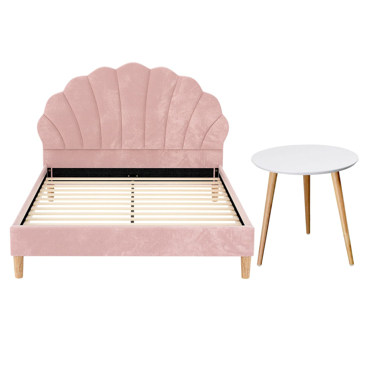 Double Bed Frame Pink Velvet 204x144x105cm