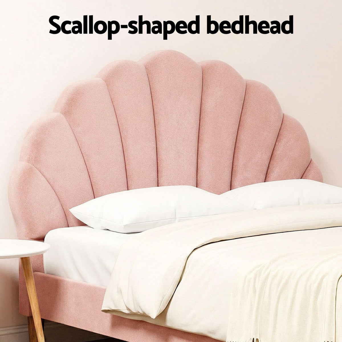Double Bed Frame Pink Velvet 204x144x105cm