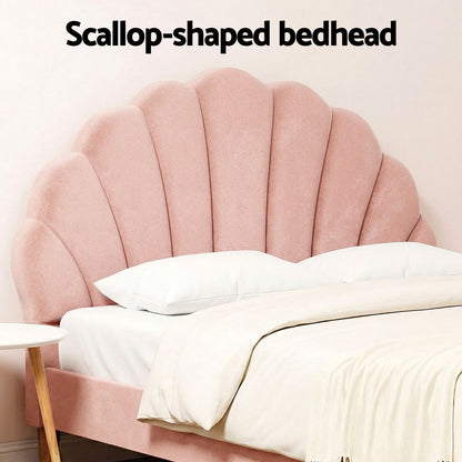 Double Bed Frame Pink Velvet 204x144x105cm